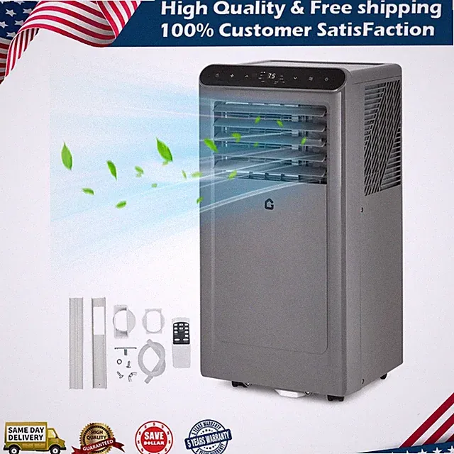 8000 BTU Portable Air Conditioner 350 Sq Ft 3-in-1 Remote LED Timer Window Kit