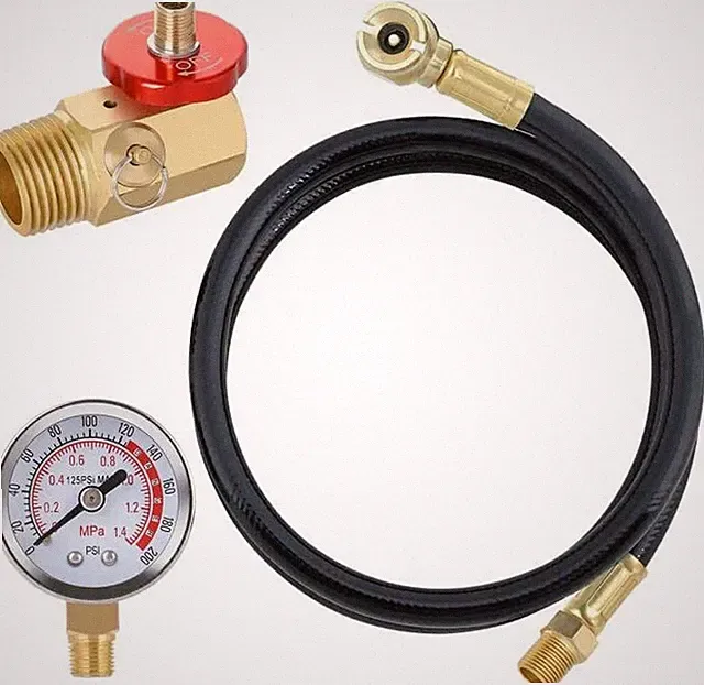 Air Tank Repair Kit with Safety Valve, Pressure Gauge, and 4Ft Hose Assembly