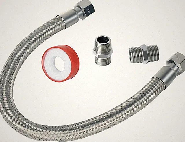 Industrial Grade Compressor Jumper Hose 1" NPT Male X 48" Length,Stainless Steel