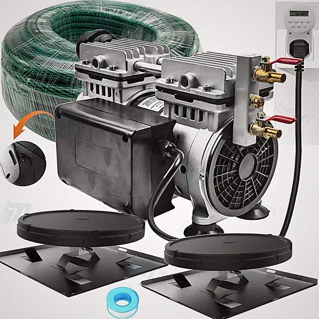 Pond Aerator Lake Aeration System 3/4 Hp+100' Weighted Tubing 2 Diffuser+Timer