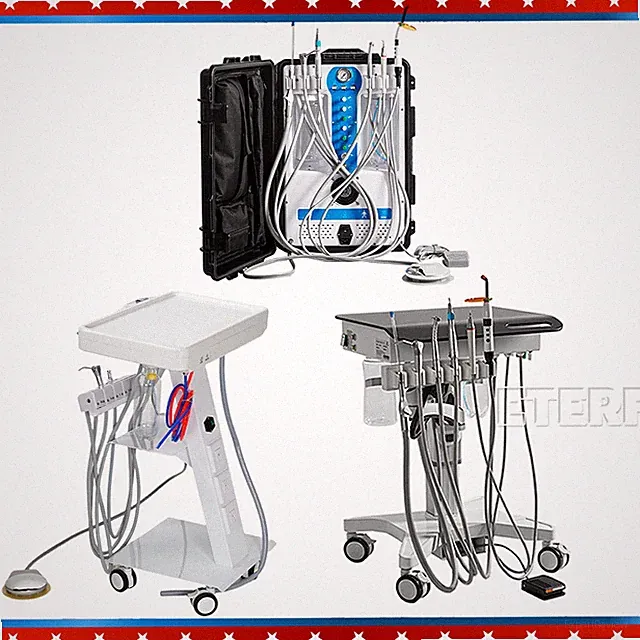 Portable Dental Unit Air Compressor Turbine Curing Light Ultrasonic Scales 4H