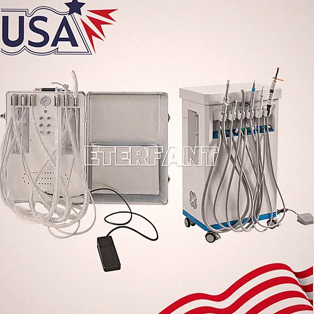 Portable Dental Unit Delivery Unit with Air Compressor Curing Light Scalers